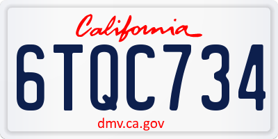 CA license plate 6TQC734