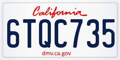 CA license plate 6TQC735