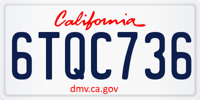 CA license plate 6TQC736