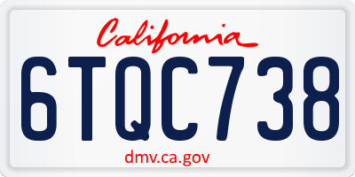 CA license plate 6TQC738