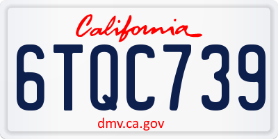 CA license plate 6TQC739