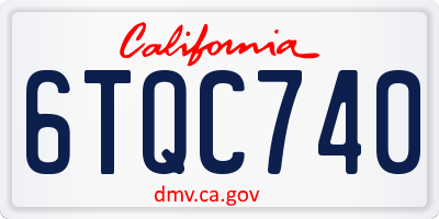 CA license plate 6TQC740