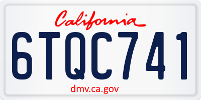 CA license plate 6TQC741