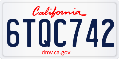 CA license plate 6TQC742