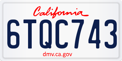 CA license plate 6TQC743