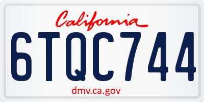 CA license plate 6TQC744