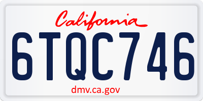 CA license plate 6TQC746