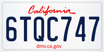 CA license plate 6TQC747