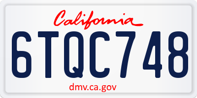 CA license plate 6TQC748