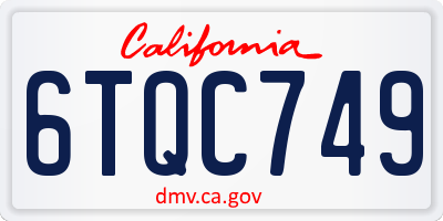 CA license plate 6TQC749