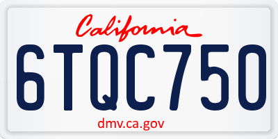 CA license plate 6TQC750