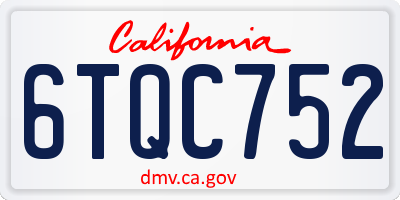 CA license plate 6TQC752