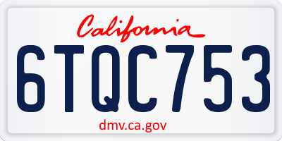 CA license plate 6TQC753