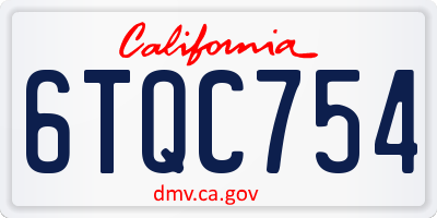 CA license plate 6TQC754