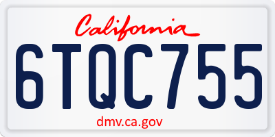 CA license plate 6TQC755