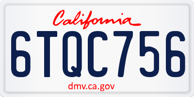 CA license plate 6TQC756