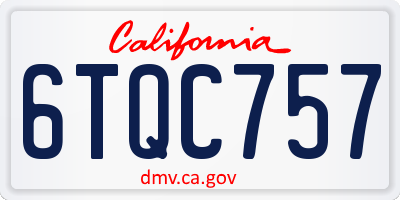 CA license plate 6TQC757