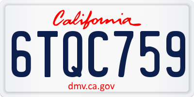 CA license plate 6TQC759