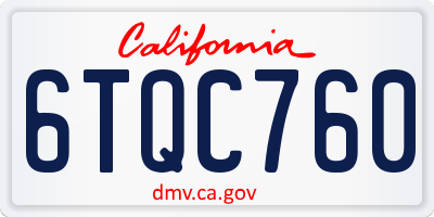 CA license plate 6TQC760