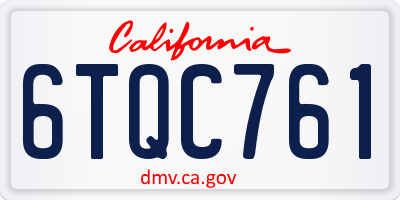 CA license plate 6TQC761