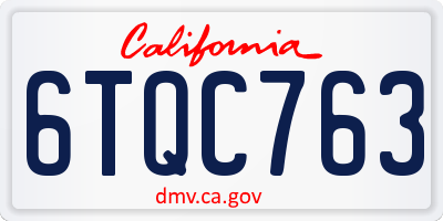 CA license plate 6TQC763