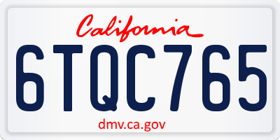 CA license plate 6TQC765