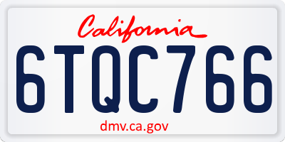 CA license plate 6TQC766