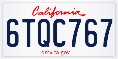 CA license plate 6TQC767