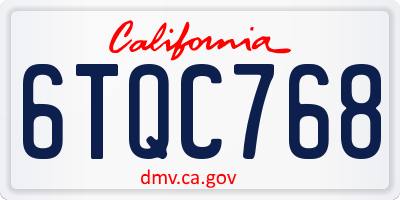 CA license plate 6TQC768