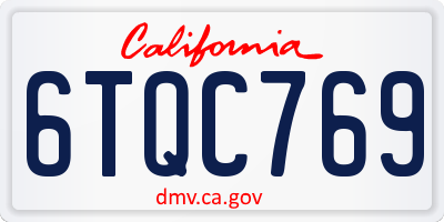 CA license plate 6TQC769