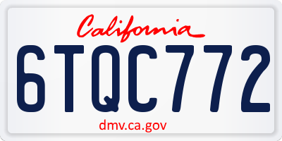 CA license plate 6TQC772