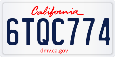 CA license plate 6TQC774