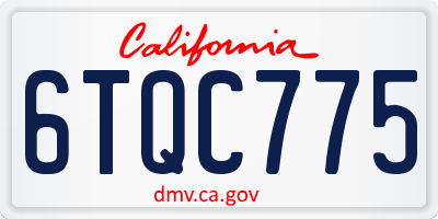 CA license plate 6TQC775