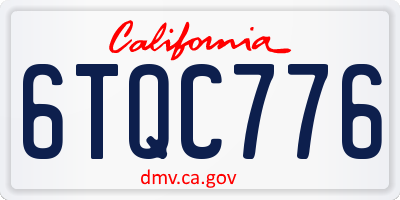 CA license plate 6TQC776