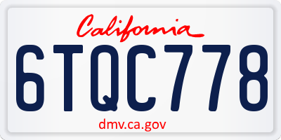 CA license plate 6TQC778