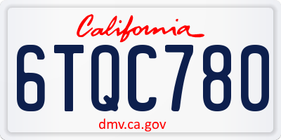 CA license plate 6TQC780