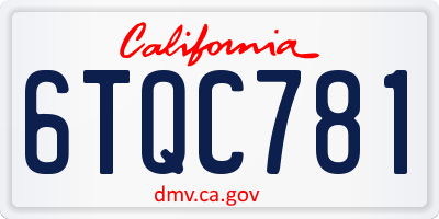 CA license plate 6TQC781