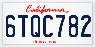 CA license plate 6TQC782