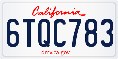 CA license plate 6TQC783