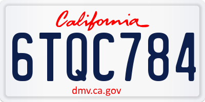 CA license plate 6TQC784