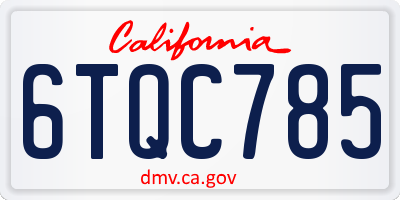 CA license plate 6TQC785