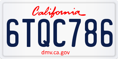 CA license plate 6TQC786