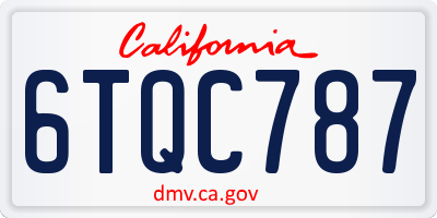 CA license plate 6TQC787