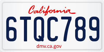 CA license plate 6TQC789