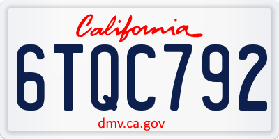 CA license plate 6TQC792