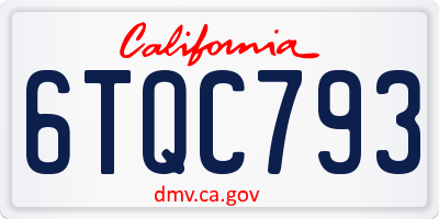 CA license plate 6TQC793