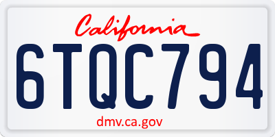 CA license plate 6TQC794