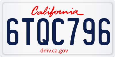 CA license plate 6TQC796
