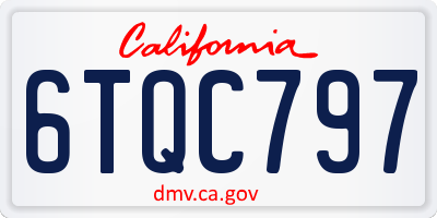 CA license plate 6TQC797