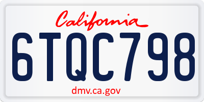 CA license plate 6TQC798